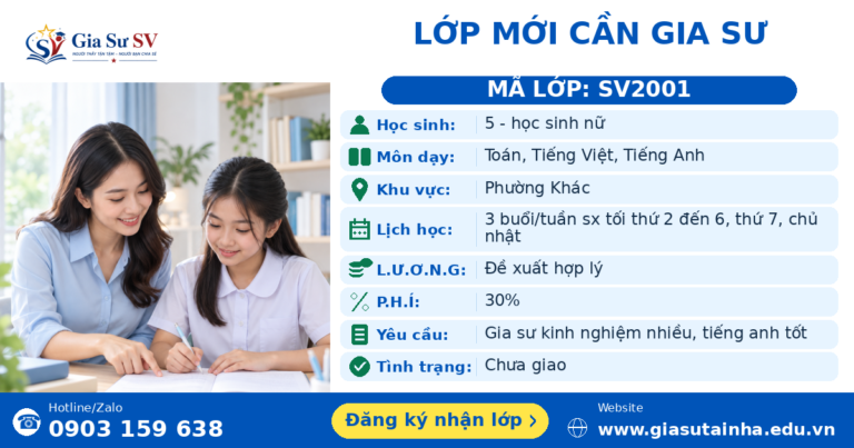Lớp SV2001 cần gia sư - Gia Sư SV