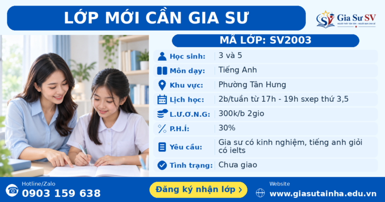 Lớp SV2003 cần gia sư - Gia Sư SV