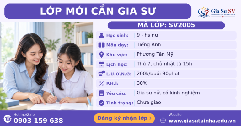 Lớp SV2005 cần gia sư - Gia Sư SV