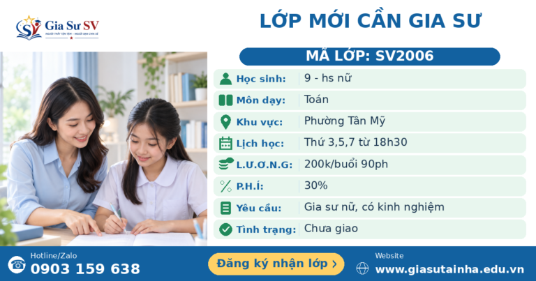 Lớp SV2006 cần gia sư - Gia Sư SV