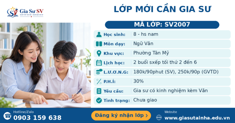 Lớp SV2007 cần gia sư - Gia Sư SV