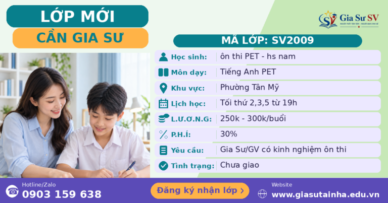Lớp SV2009 cần gia sư - Gia Sư SV