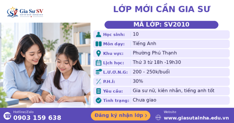 Lớp SV2010 cần gia sư - Gia Sư SV
