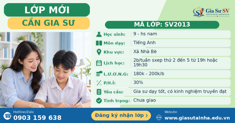 Lớp SV2013 cần gia sư - Gia Sư SV
