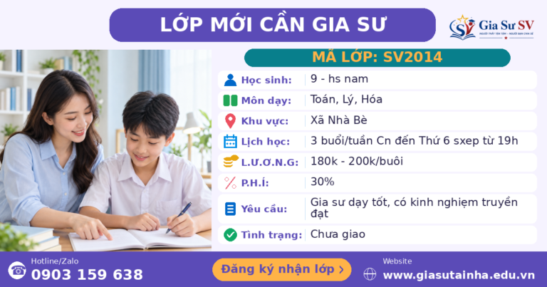 Lớp SV2014 cần gia sư - Gia Sư SV