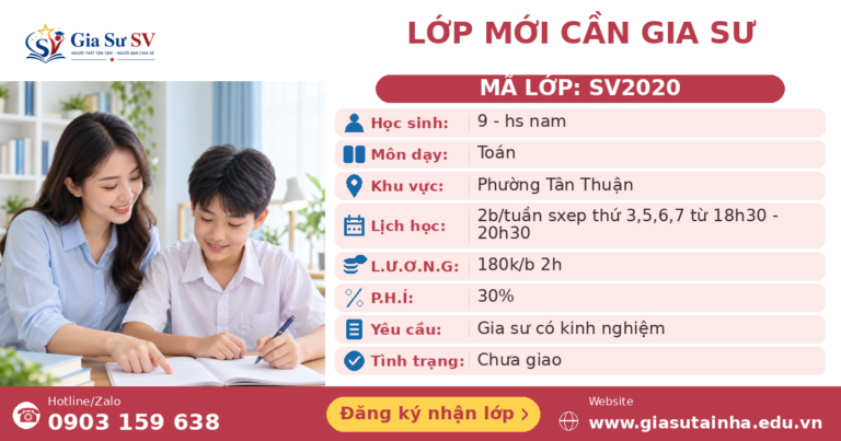 Lớp SV2020 cần gia sư - Gia Sư SV