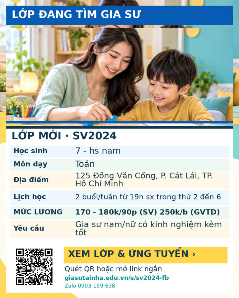 Lớp SV2024 cần gia sư - Gia Sư SV