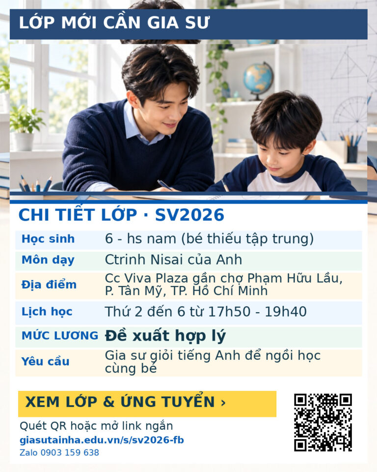 Lớp SV2026 cần gia sư - Gia Sư SV