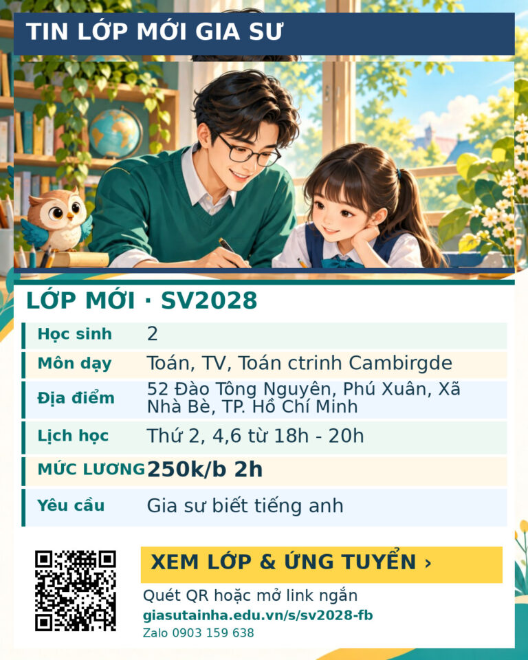 Lớp SV2028 cần gia sư - Gia Sư SV